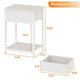 Furologee white nightstand steel frames for reliable daily support