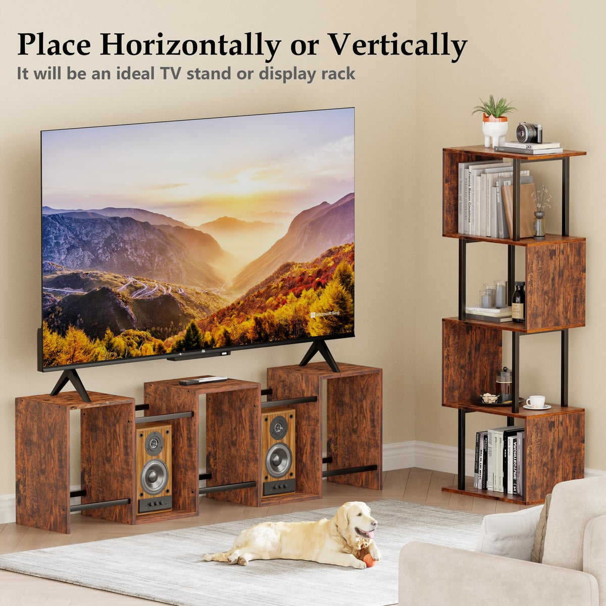 Furologee wooden and metal frame provides sturdy support for books and decor