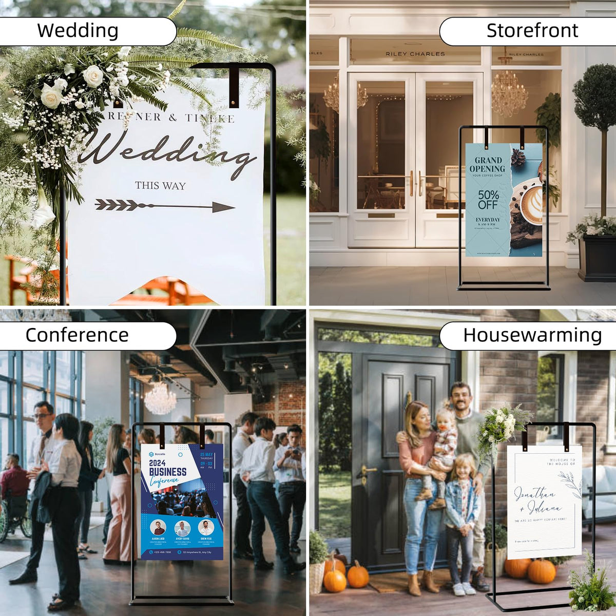 Furosa easel setup demonstrates easy assembly and stable display during events.