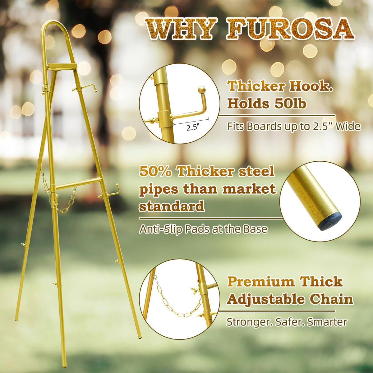 furosa gold easel includes a card slot for small notes or coupons