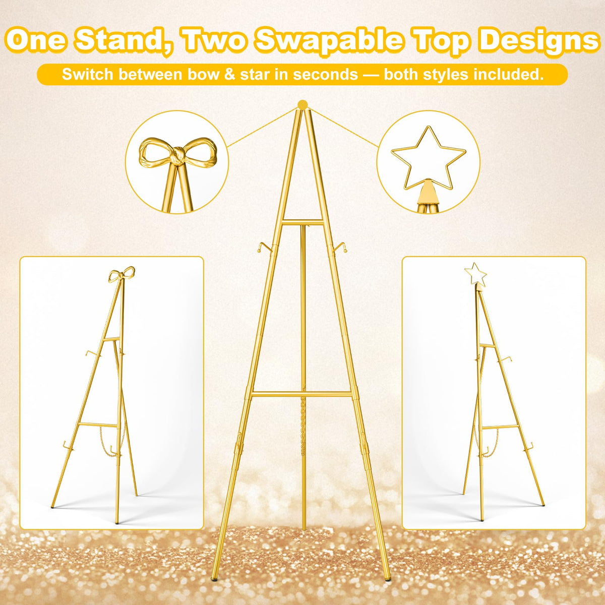 furosa height-adjustable easel stand showing 47 to 62 inches for sign placement