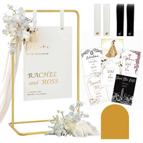 Furosa wedding sign holder with adjustable easel in gold for elegant welcome displays