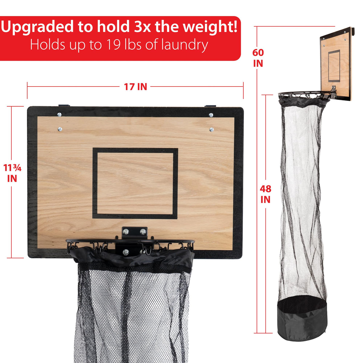 Fury Strike wooden basketball hamper in a dorm room adds stylish decor and storage.