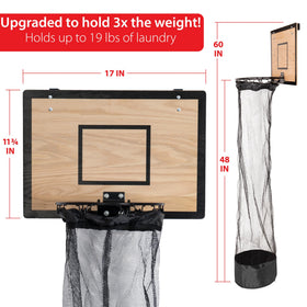Fury Strike wooden basketball hamper in a dorm room adds stylish decor and storage.