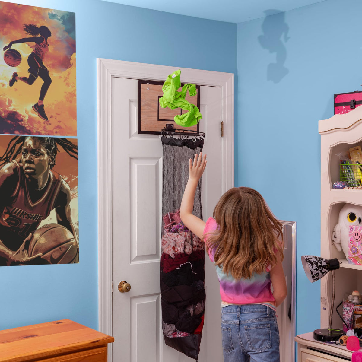 Over-the-door setup of Fury Strike hamper demonstrates space-saving design.
