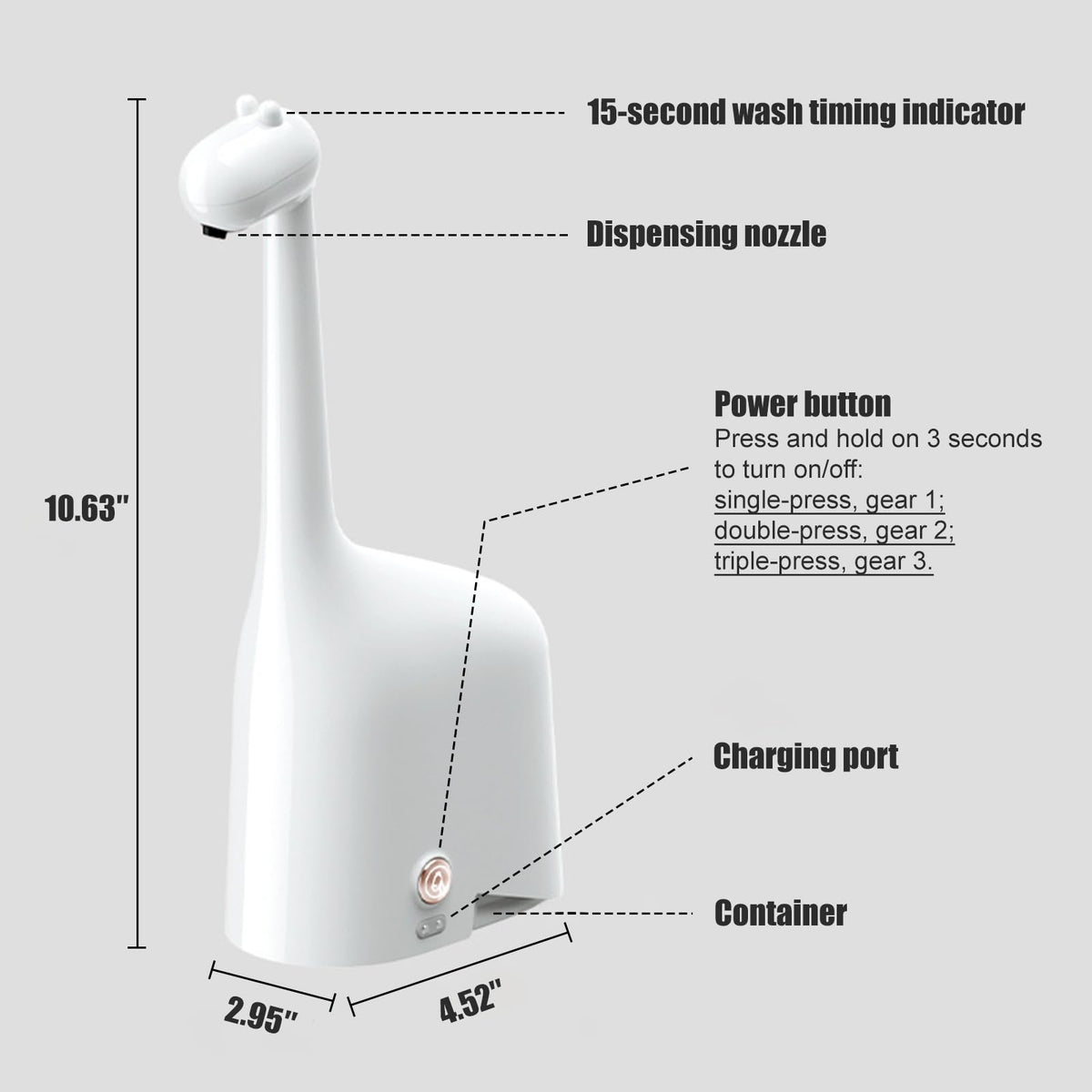 Fusunloh white dispenser fits compact sinks in kitchen and bathroom