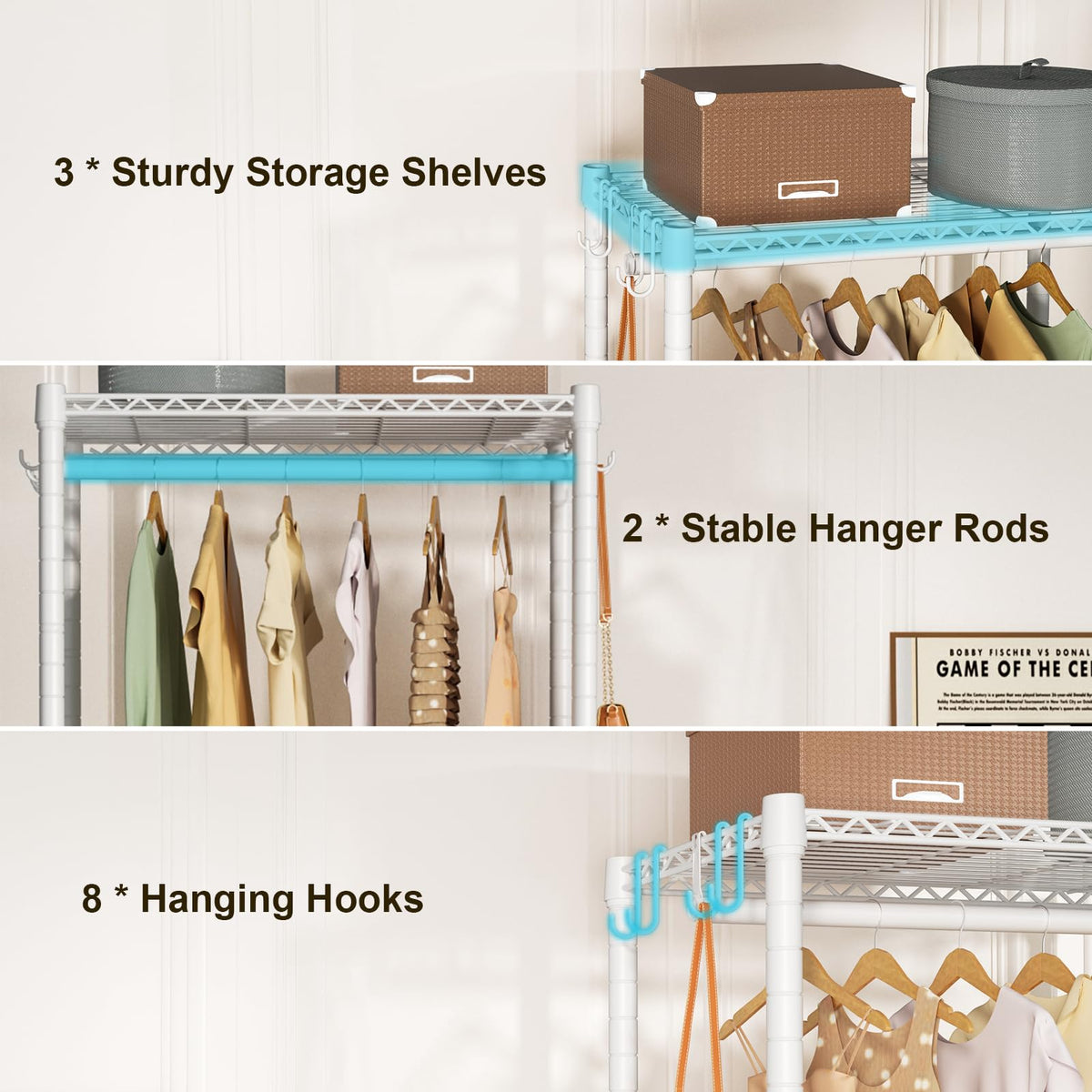 FUTASSI P3 Mini rolling clothes rack easy assembly without extra tools.