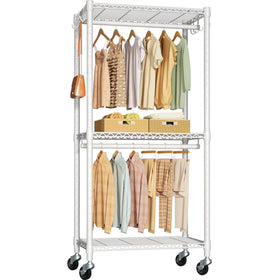 FUTASSI P3 Mini rolling clothes rack front view, compact and sturdy for small spaces.