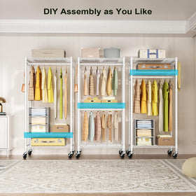 FUTASSI P3 Mini rolling clothes rack loaded with coats demonstrates strength.