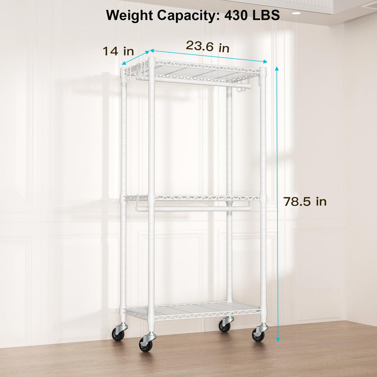 FUTASSI P3 Mini rolling clothes rack with lockable wheels for mobility.