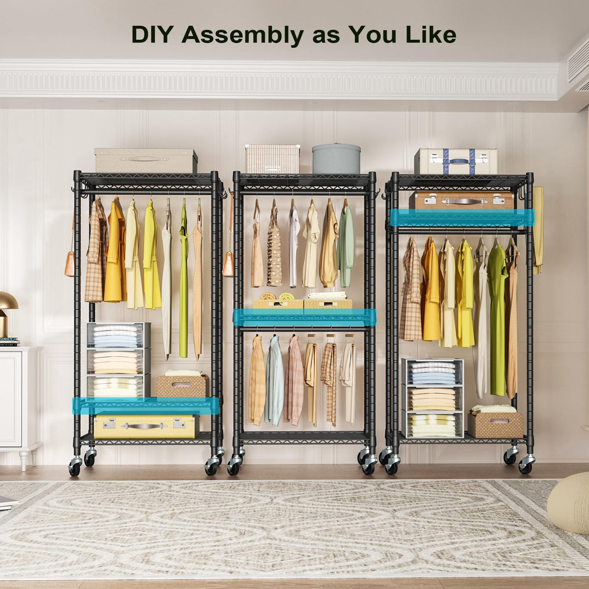 FUTASSI P3 Mini Rolling Rack wheels demonstrate easy mobility and stability