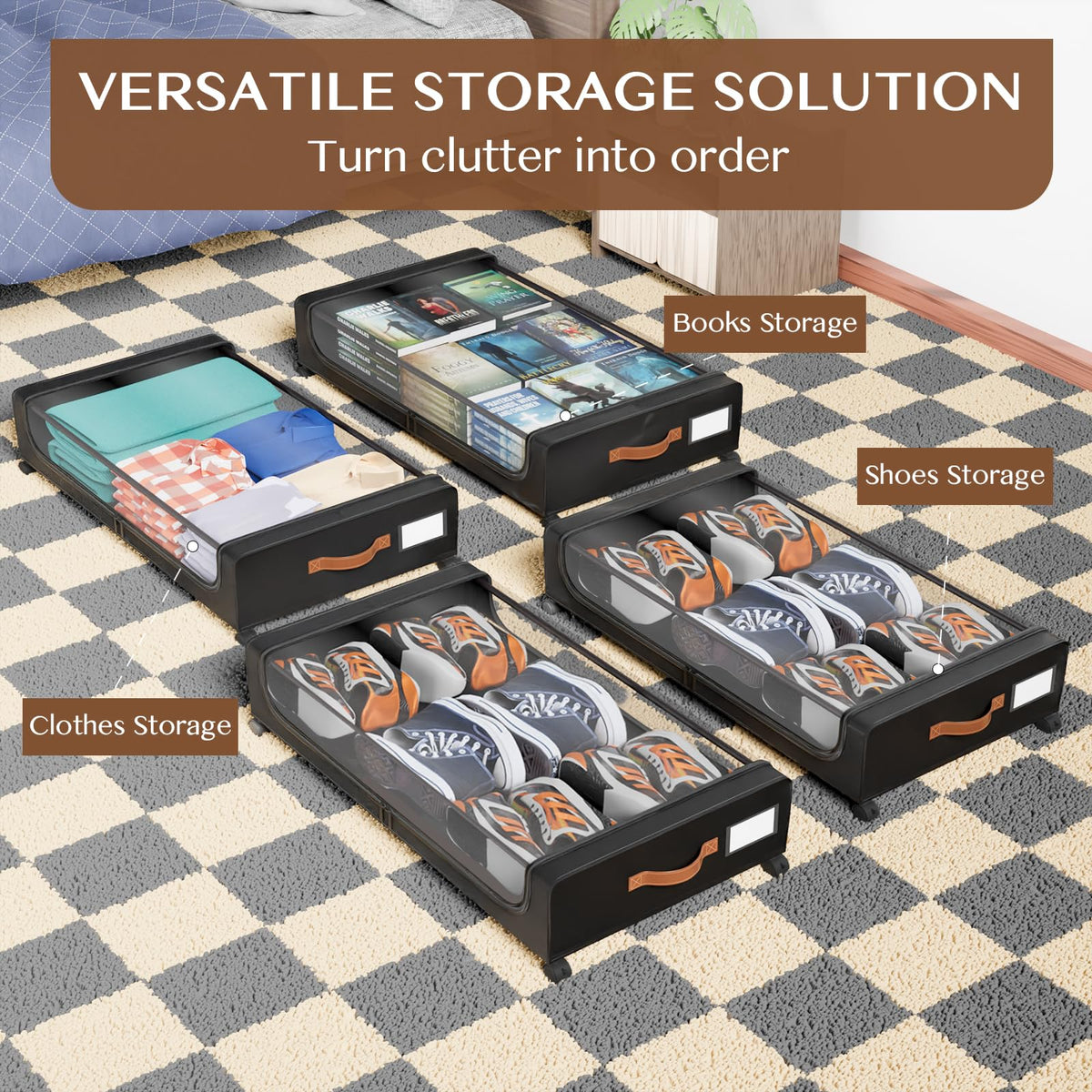 Futego black two-pack storage containers offer versatile organization across rooms.