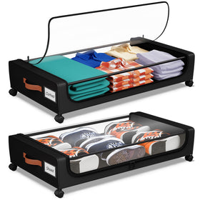 Futego under-bed storage with wheels and transparent lid offers easy access and identification.