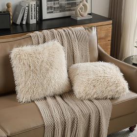 FUTEI beige decorative cover enhances bedroom and couch aesthetics
