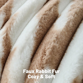 FUTEI tie-dye striped faux fur pillow cover enhances plush texture on sofas
