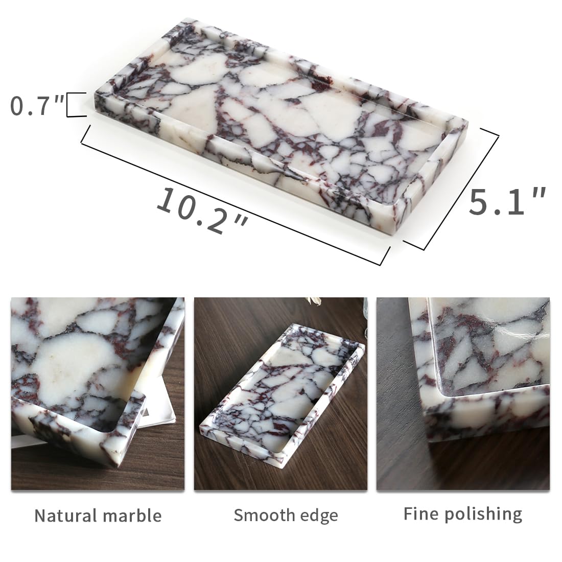 FutureStone Calacatta Viola marble tray close-up pattern showing natural texture for premium decor