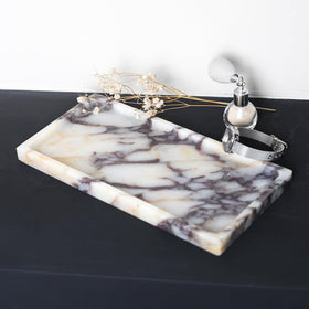 FutureStone Calacatta Viola marble tray art-decor enhances shelf aesthetics