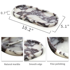 FutureStone Calacatta Viola tray on vanity shows dramatic veining and premium décor