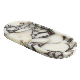 FutureStone Calacatta Viola marble towel tray top view with unique veining adds luxury