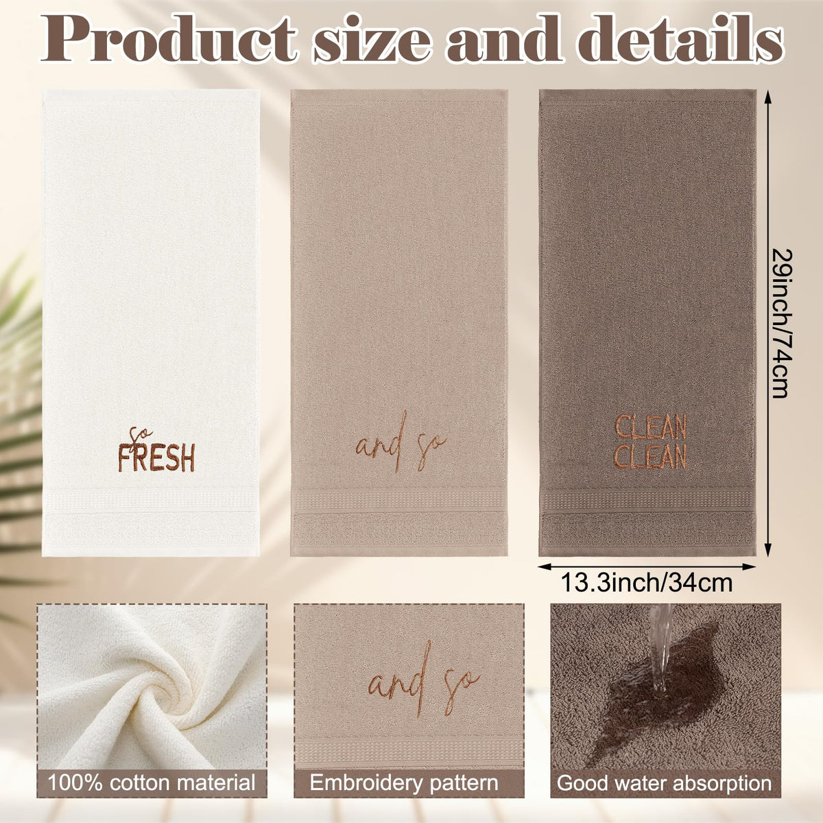 FuWeave 3pc cotton towel set ideal for kitchen and bathroom.