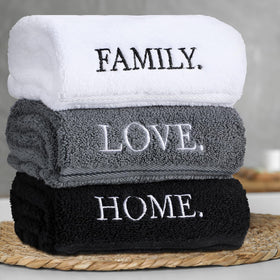 FuWeave embroidered Home Love Family adds refined touch to any room
