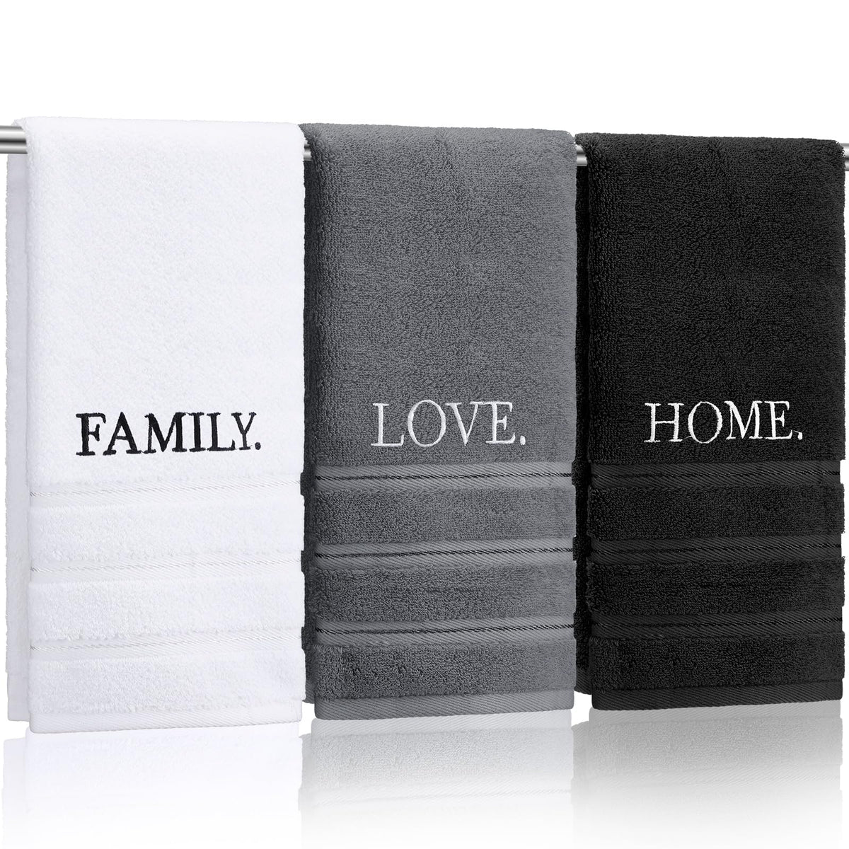 FuWeave farmhouse decorative towels with embroidered edges for stylish bathroom décor