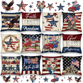 FuWeave Memorial Day 12-pack pillow covers display adds seasonal charm to your sofa