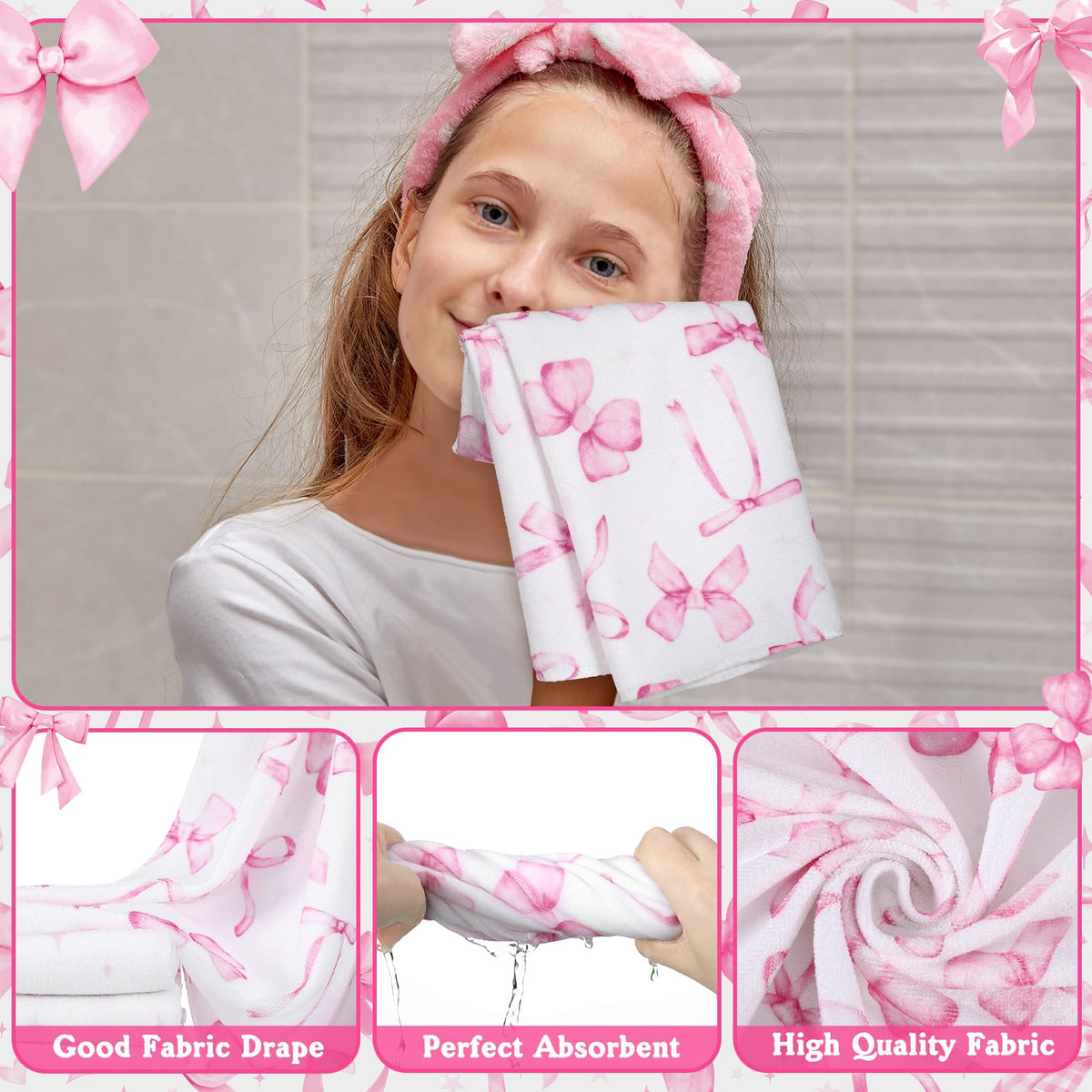 FuWeave pink bow toilet lid cover complements the theme stylishly