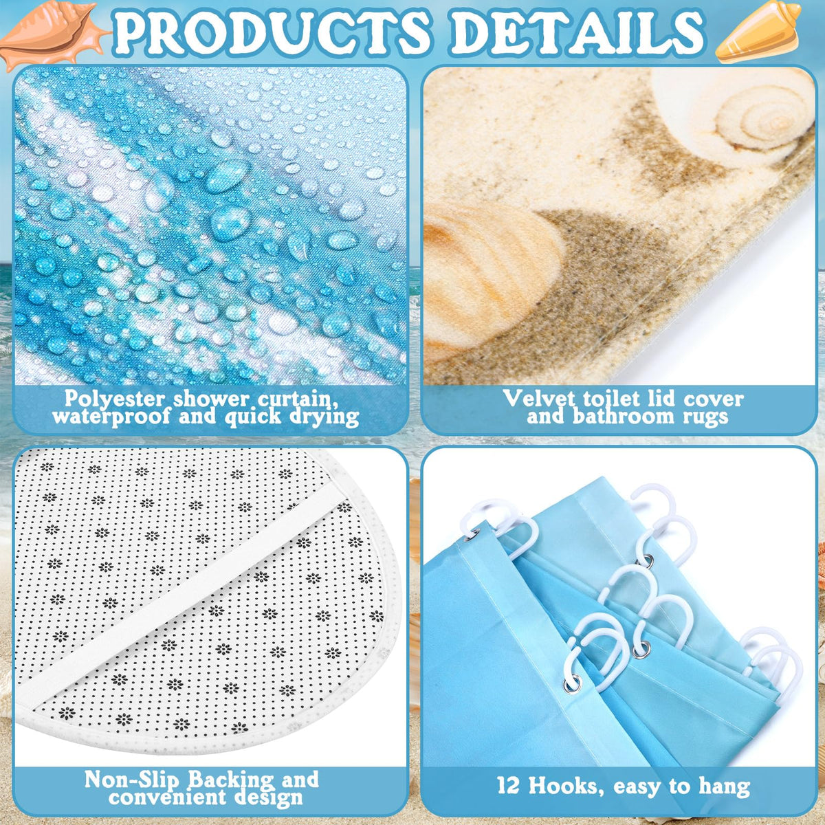 FuWeave toilet lid cover with ocean motif for coordinated look