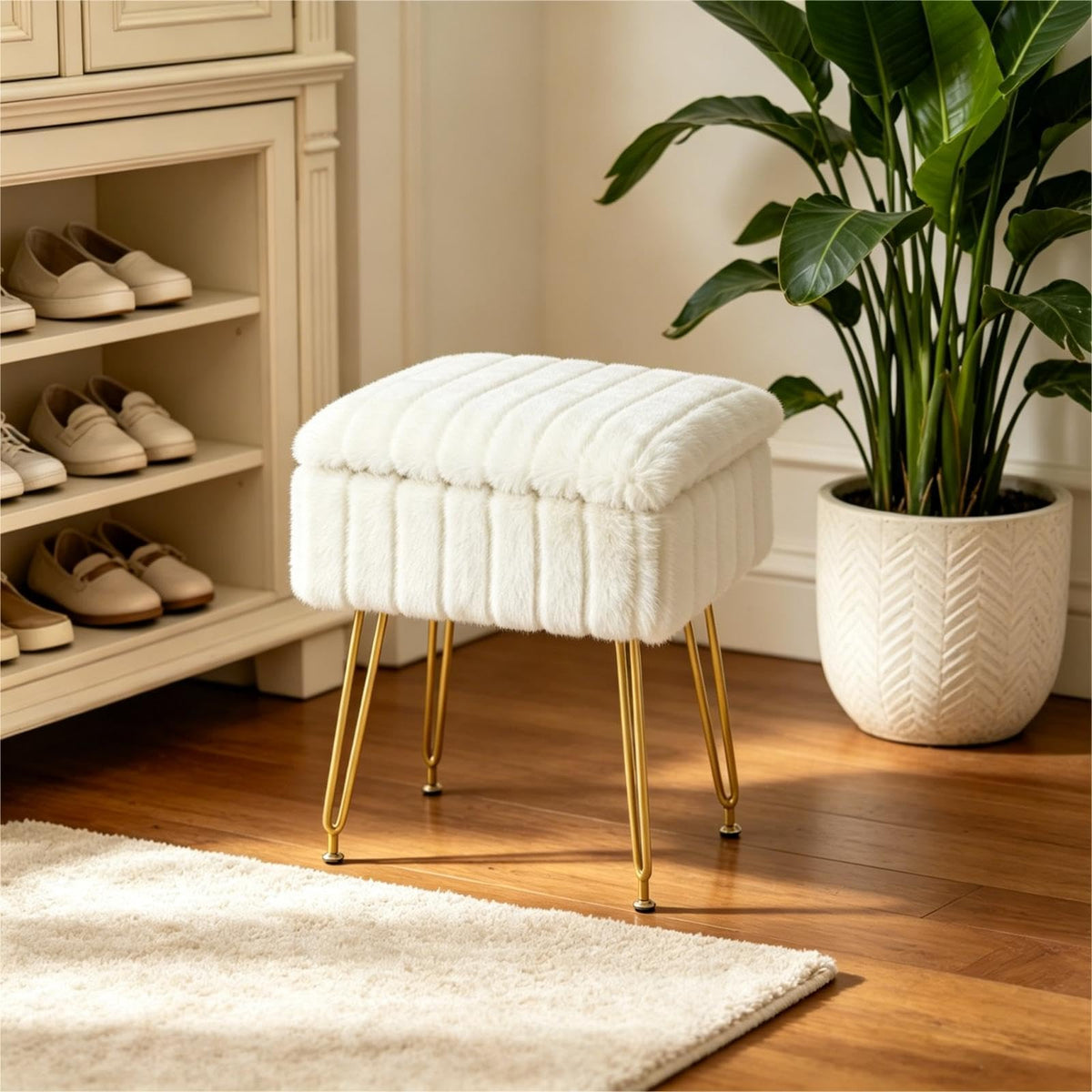 FUXA multipurpose stool serves as seat, footrest, or side table in any room.