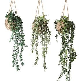 Fuxdre artificial hanging plants in a basket for natural wall decor that brightens walls without watering