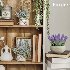 Fuxdre lavender decor in pot brightens bathroom shelf with easy care.