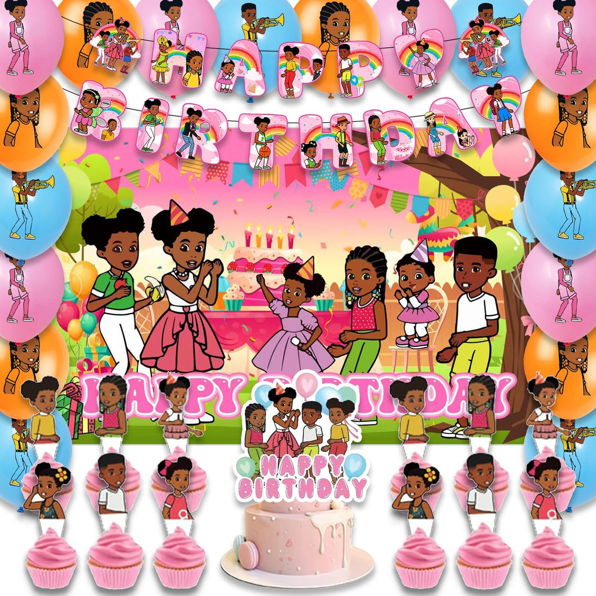 Fuyhiuous Gracies Corner banner; vibrant birthday decor for festive photos.