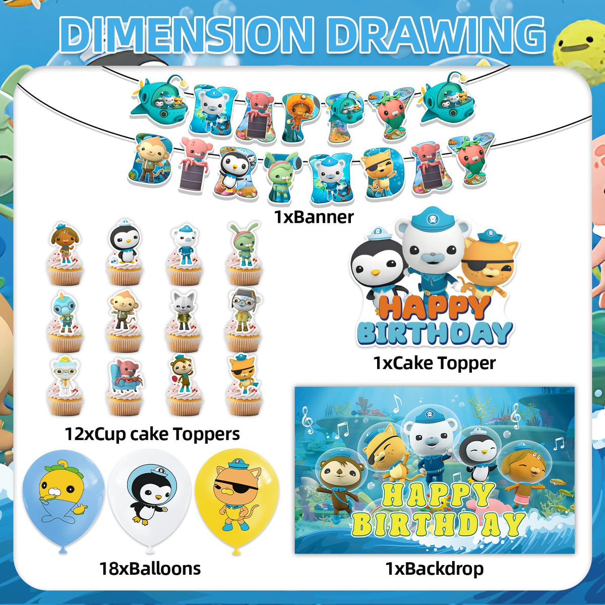 Fuyhiuous Octonauts cake topper completes the cake with playful style.