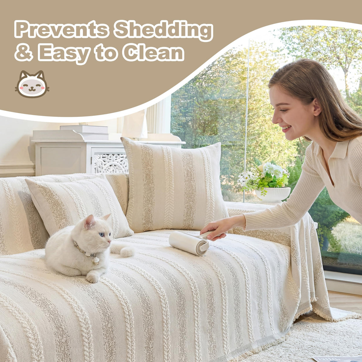 Fuyulacom couch cover machine washable for simple, everyday cleaning.