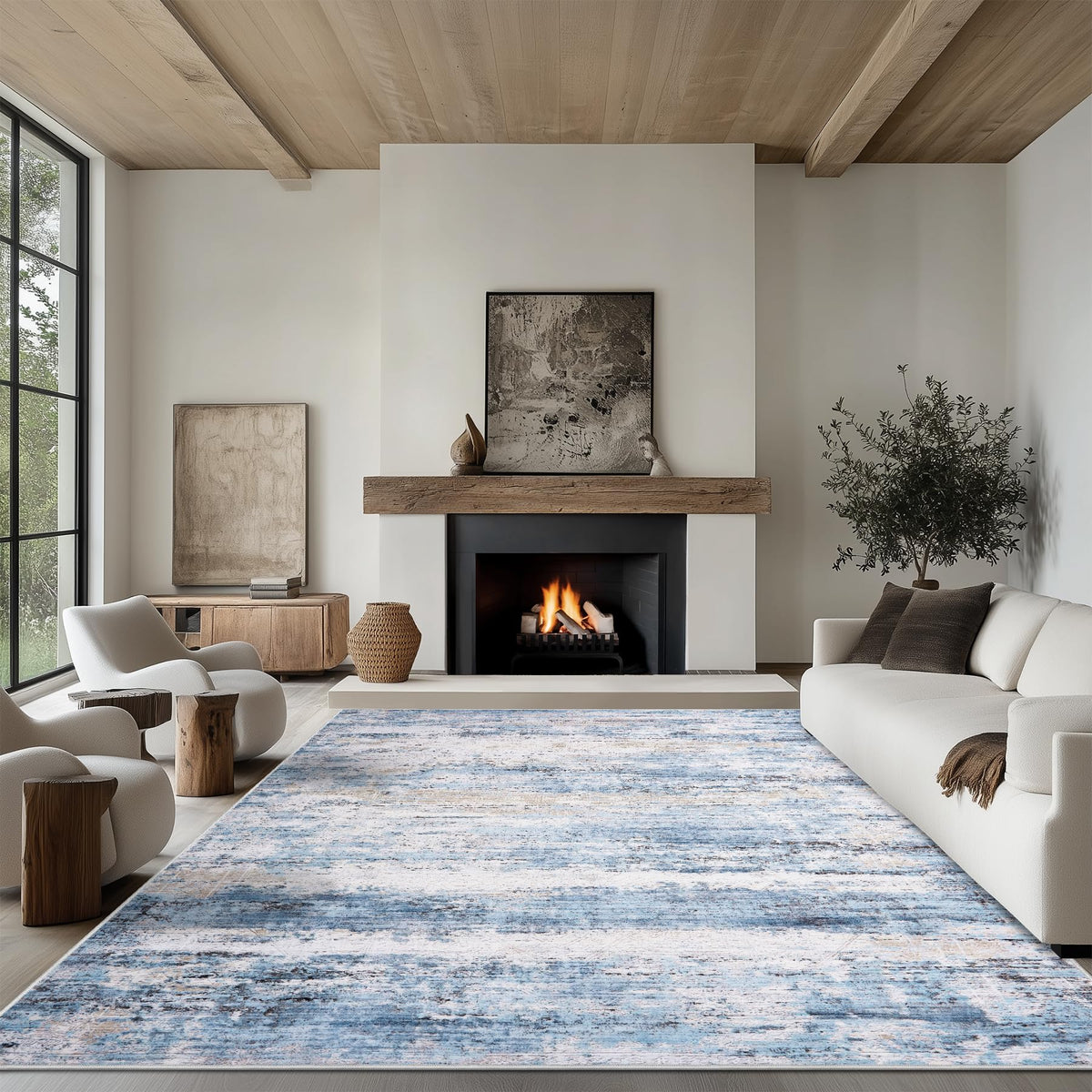 Fuzziness 6x9 rug design with vintage abstract pattern for living rooms