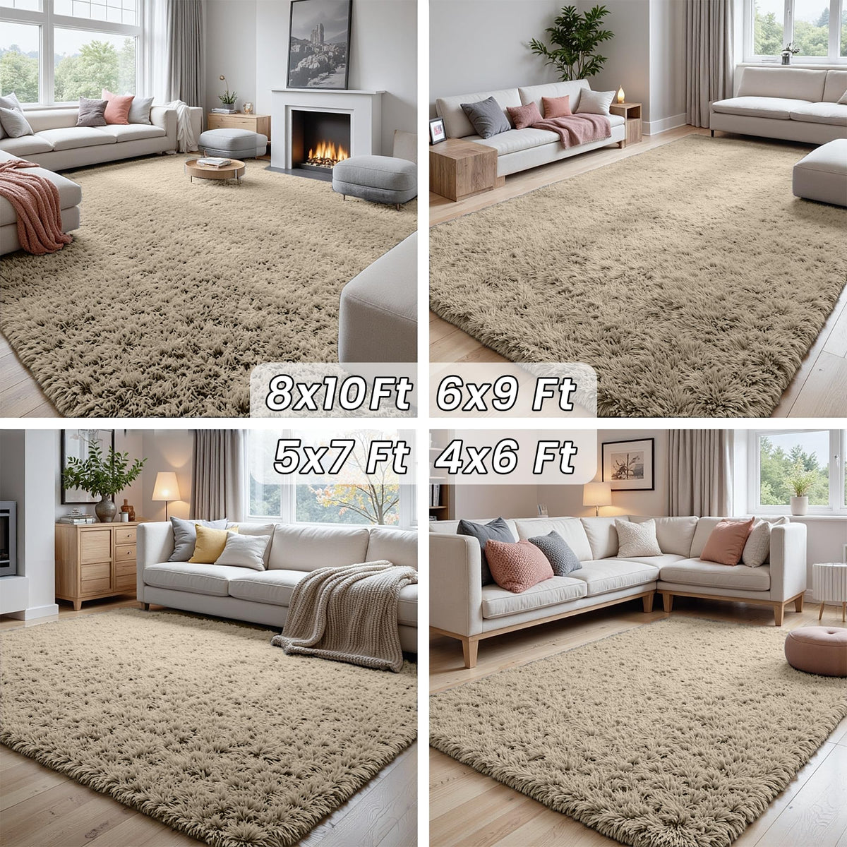 Fuzziness 8x10 area rug in bedroom ambience for warm floors