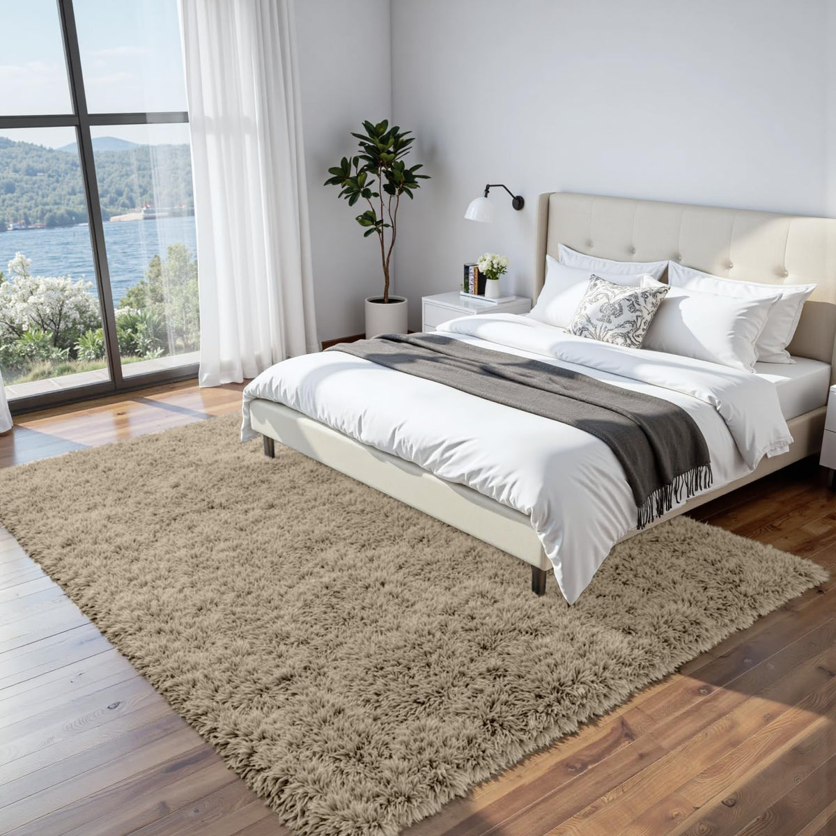 Fuzziness 8x10 area rug packaging vacuum-packed to minimize waste
