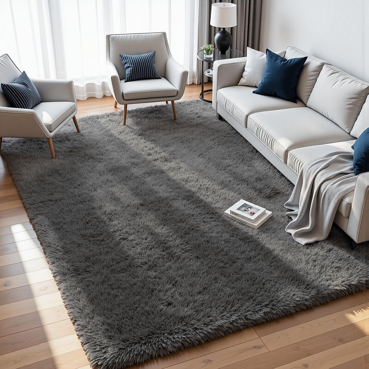 Fuzziness 8x10 living room rug top view shows cloud-soft pile for cozy feet