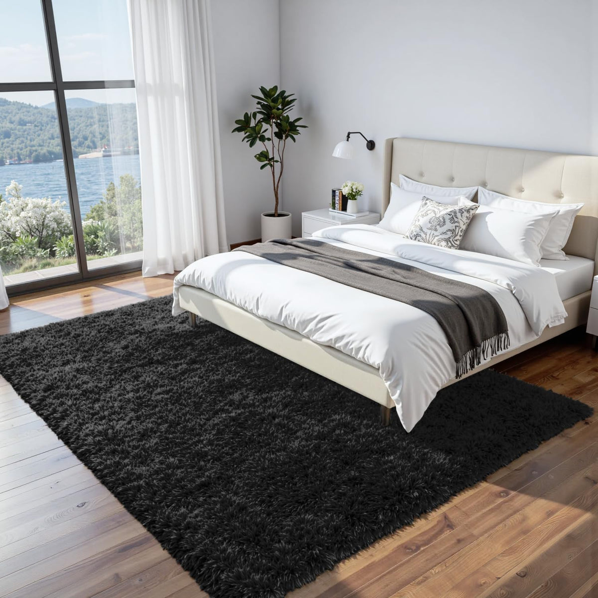 Fuzziness 8x10 rug features memory foam layer for gentle underfoot cushioning