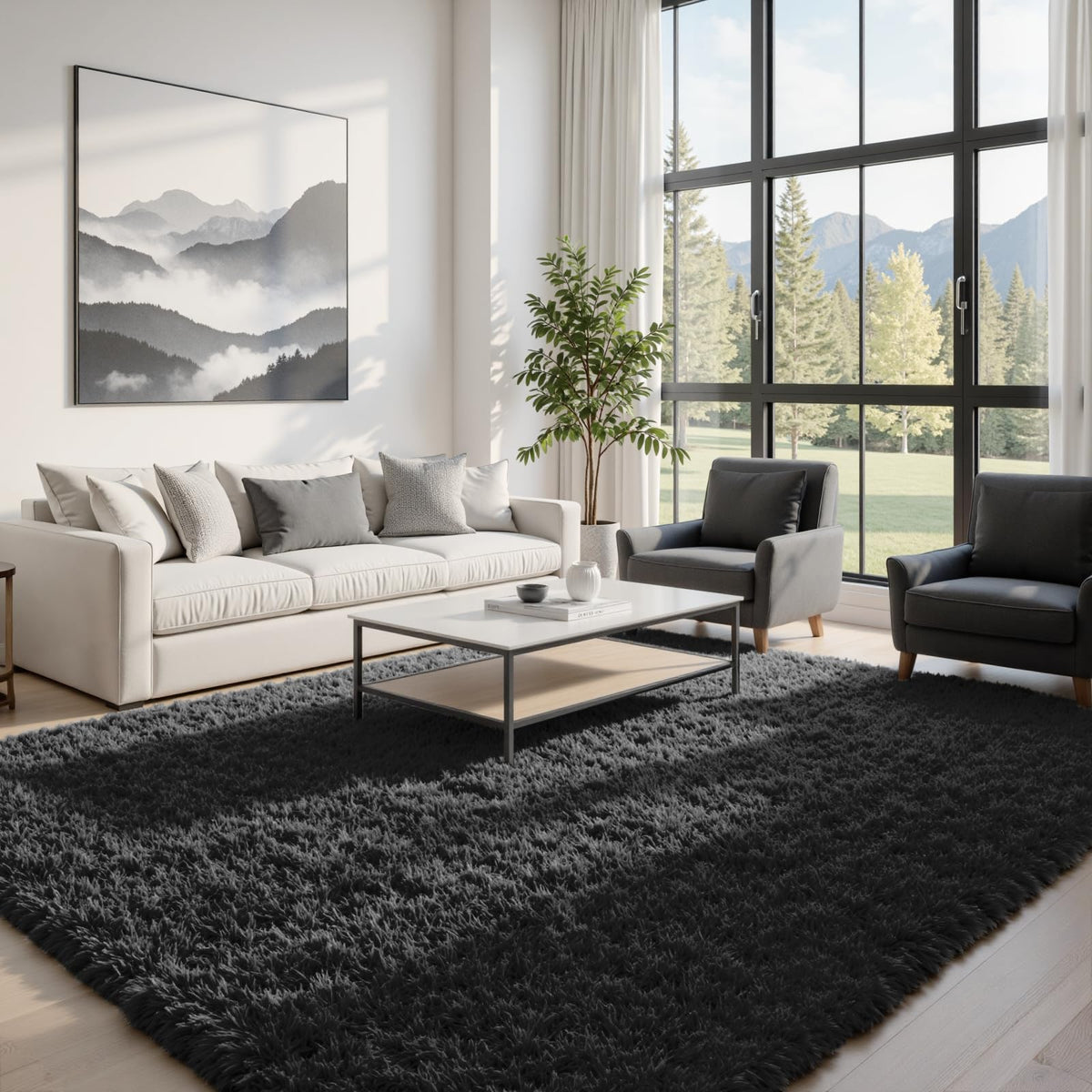 Fuzziness rug non-slip backing keeps it in place on wooden floors for daily use