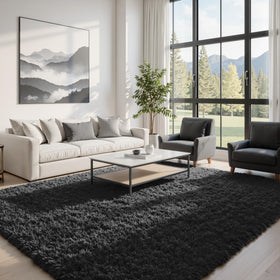 Fuzziness rug non-slip backing keeps it in place on wooden floors for daily use