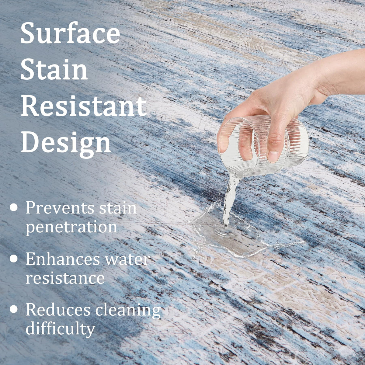 Fuzziness edge-durable, stain-resistant rug for high-traffic areas