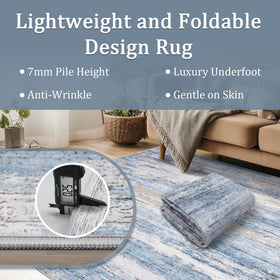 Fuzziness non-slip backing keeps rug in place during family activity