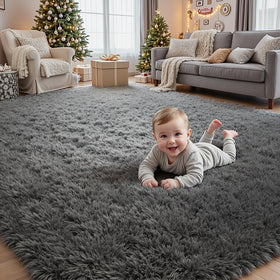 Fuzziness eco-friendly packaging delivery shows vacuum-packed rug with slight crease