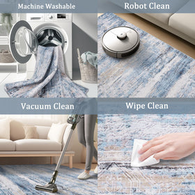 Fuzziness washable rug shown in machine-washable setup for easy cleaning