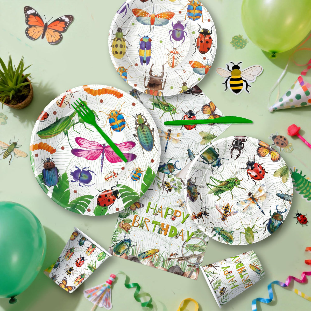 FVABO bug birthday background creates a photo-ready scene for adventures in nature.