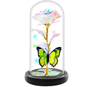 Fvawe colorful rose in glass dome adds romantic ambience to any room.