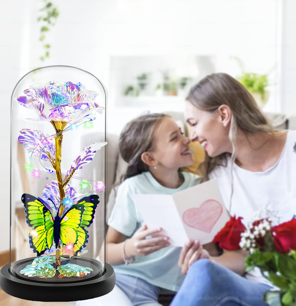 Fvawe illuminated rose centerpiece for living room, bedroom, or office.