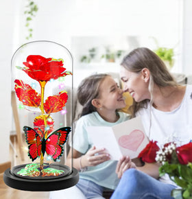 Fvawe romantic LED rose in glass dome for special occasions.